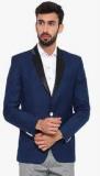 Shaftesbury London Navy Blue Solid Blazer Men