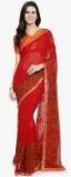 Shaily Red Silk Blend Printed Saree Women