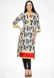 Shakumbhari 3/4Th Sleeve Cream Printed Kurta Women