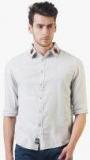 Sheltr Grey Self Design Slim Fit Casual Shirt Men