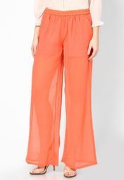 Shibori Designs Flocked Palazzo Pants With Elastic Waist Women