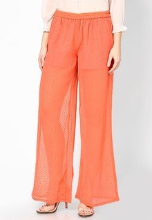 Shibori Designs Flocked Palazzo Pants With Elastic Waist women