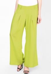 Shibori Designs Lime Pleated Palazzo Pants Women