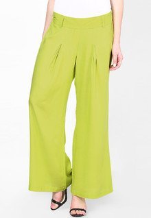 Shibori Designs Lime Pleated Palazzo Pants women