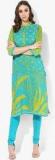 Shree Aqua Blue Printed Rayon Kurta women