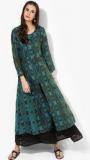 Shree Blue Coloured Printed Maxi Dress Women