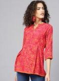 Shree Magenta & Olive Green Printed Tunic Women