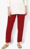 Shree Maroon Solid Coloured Pants Women