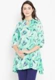 Shree Sea Green & Navy Blue Printed Tunic Women