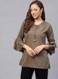 Shree Taupe Solid Tunic Women