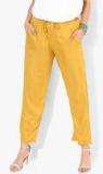 Shree Yellow Solid Regular Fit Coloured Pants Women