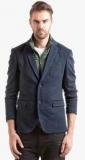 Shuffle Blue Solid Blazer Men