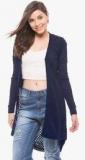 Shuffle Navy Blue Solid Shrug Women