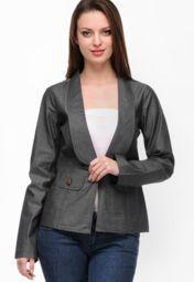 Sia Black Solid Winter Jacket Women