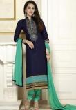 Silk Bazar Blue Embroidered Dress Material Women