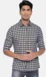 Single Grey & Navy Blue Slim Fit Checked Casual Shirt Men