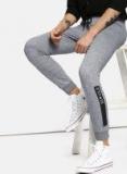 Single Grey Melange Regular Fit Solid Joggers Men