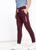 Single Maroon Slim Fit Track Pants Men