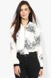 Sisley White Printed Summer Jacket Women