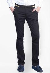 Sixth Element Solid Black Casual Trouser Men