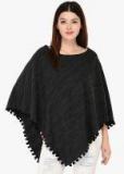 Skidlers Black Self Design Poncho Women