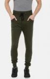 SKULT By Shahid Kapoor Olive Green Solid Slim Fit Joggers