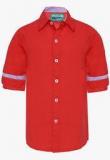 Slub Junior Red Casual Shirt Boys