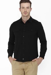 Smokestack Solid Black Casual Shirt Men