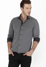 Smokestack Solid Grey Casual Shirt Men