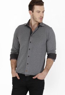 Smokestack Solid Grey Casual Shirt men