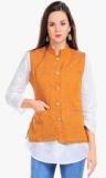 Sobre Estilo Orange Solid Jacket Women