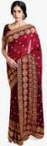 Soch Maroon Embroidered Saree women