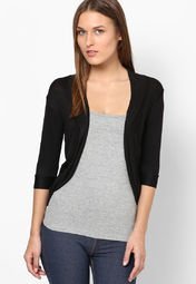 Softwear Black Solid Shrug Women