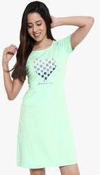 Softwear Green Printed Sleepdress Women