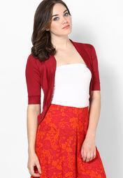 Softwear Maroon Solid Shrug women