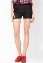 Softwear Solid Black Shorts Women