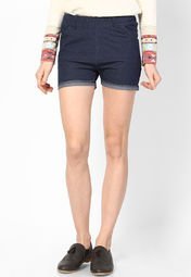 Softwear Solid Navy Blue Shorts women