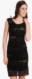 Soie Black Solid Bodycon Dress Women