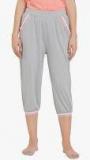 Soie Grey Solid Solid Regular Fit Lounge Capri Women