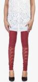 Soie Maroon Solid Leggings Women