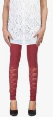 Soie Maroon Solid Leggings women