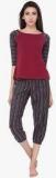 Soie Maroon Striped Capri Set Women