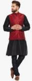 Sojanya Black Solid Kurta Pyjama With Jacket Men