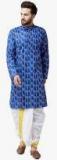 Sojanya Blue Printed Kurta Dhoti Pants Men