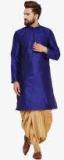 Sojanya Blue Solid Regular Fit Dhoti Kurta Men