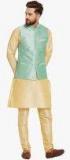 Sojanya Golden Solid Kurta Pyjama With Jacket Men