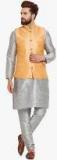 Sojanya Grey Textured Kurta Pyjama With Jacket Men