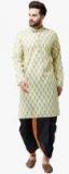 Sojanya Lime Green Printed Kurta Dhoti Pants Men