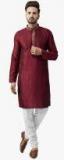 Sojanya Maroon Self Design Kurta Pyjama Men