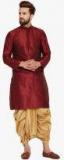 Sojanya Maroon Solid Regular Fit Dhoti Kurta Men